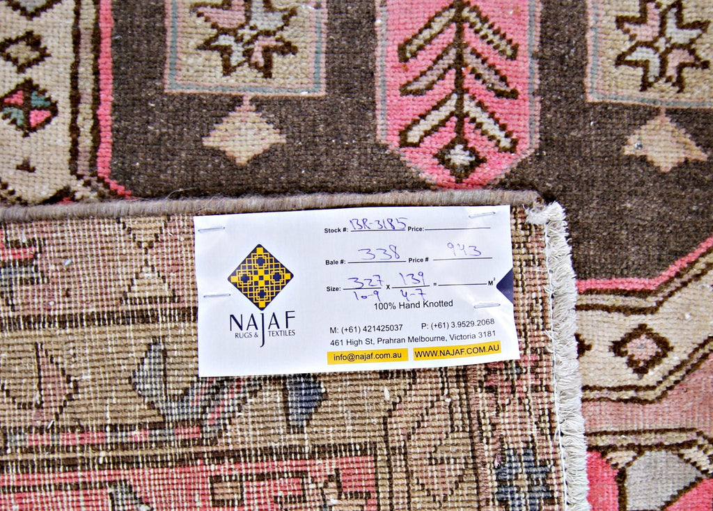 Handmade Vintage Persian Rug | 327 x 139 cm | 10'9" x 4'7" - Najaf Rugs & Textile