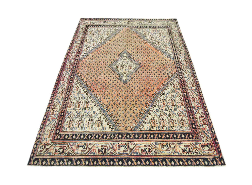 Handmade Vintage Persian Saraband Rug | 195 x 133 cm | 6'5" x 4'4" - Najaf Rugs & Textile