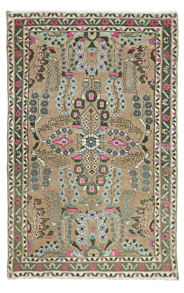 Handmade Vintage Persian Sarouk Rug | 120 x 75 cm | 3'11" x 2'6" - Najaf Rugs & Textile