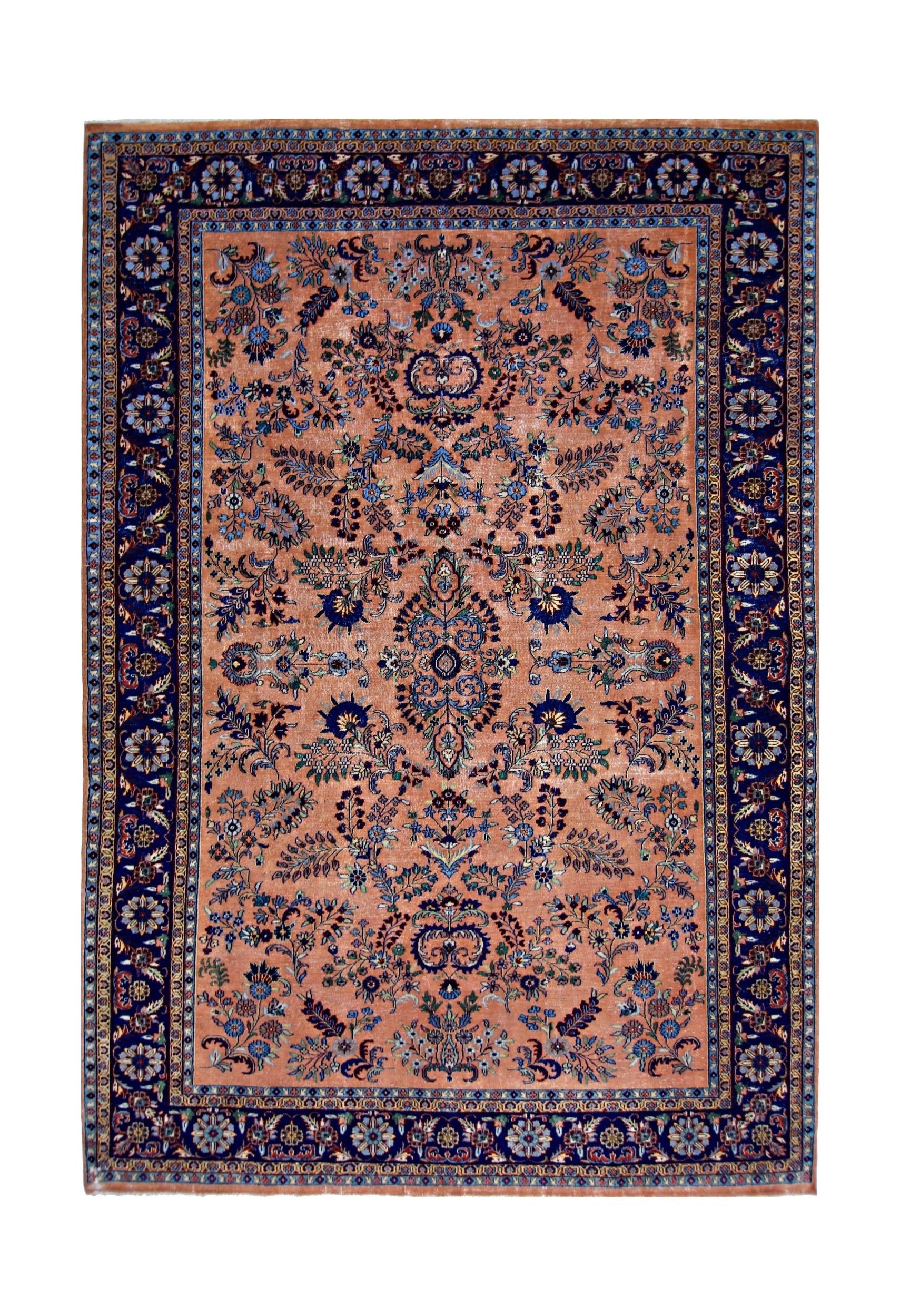 Handmade Vintage Persian Sarouk Rug | 286 x 192 cm | 9'4" x 6'4" - Najaf Rugs & Textile