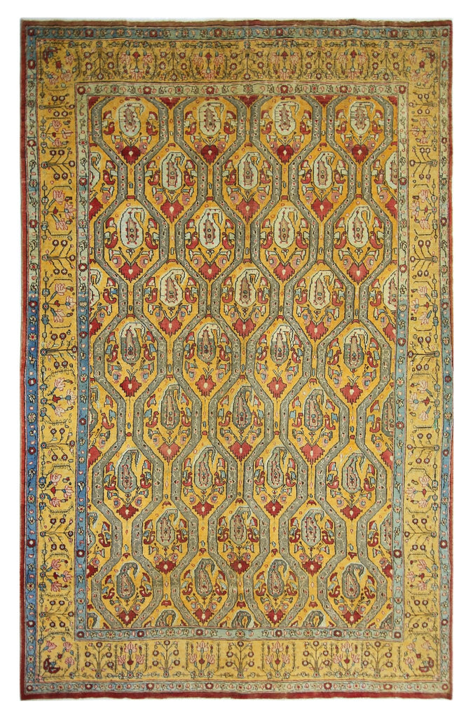 Handmade Vintage Persian Senneh Paisley Rug | 285 x 183 cm | 9'5" x 6' - Najaf Rugs & Textile