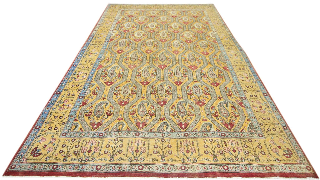 Handmade Vintage Persian Senneh Paisley Rug | 285 x 183 cm | 9'5" x 6' - Najaf Rugs & Textile