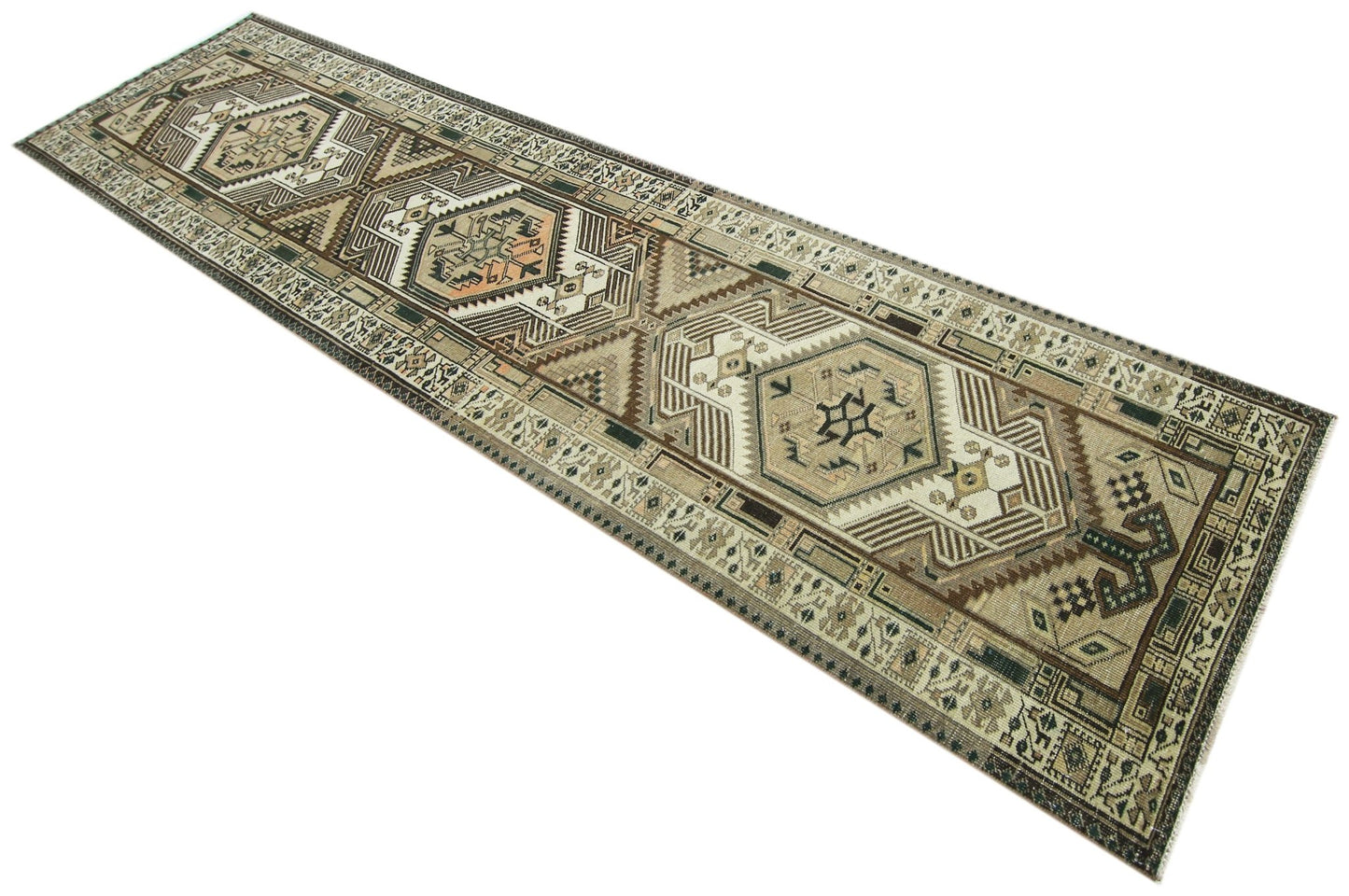 Handmade Vintage Persian Serab Hallway Runner | 351 x 88 cm | 11'6" x 2'11" - Najaf Rugs & Textile