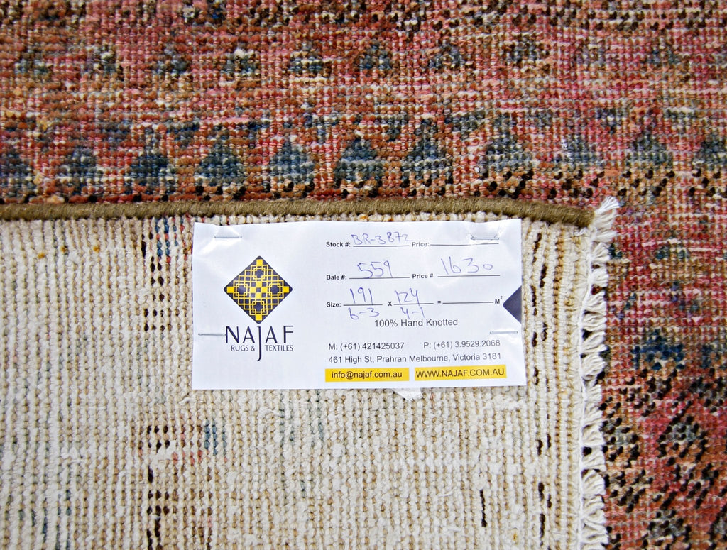 Handmade Vintage Persian Seraband Rug | 191 x 124 cm | 6'3" x 4'1" - Najaf Rugs & Textile