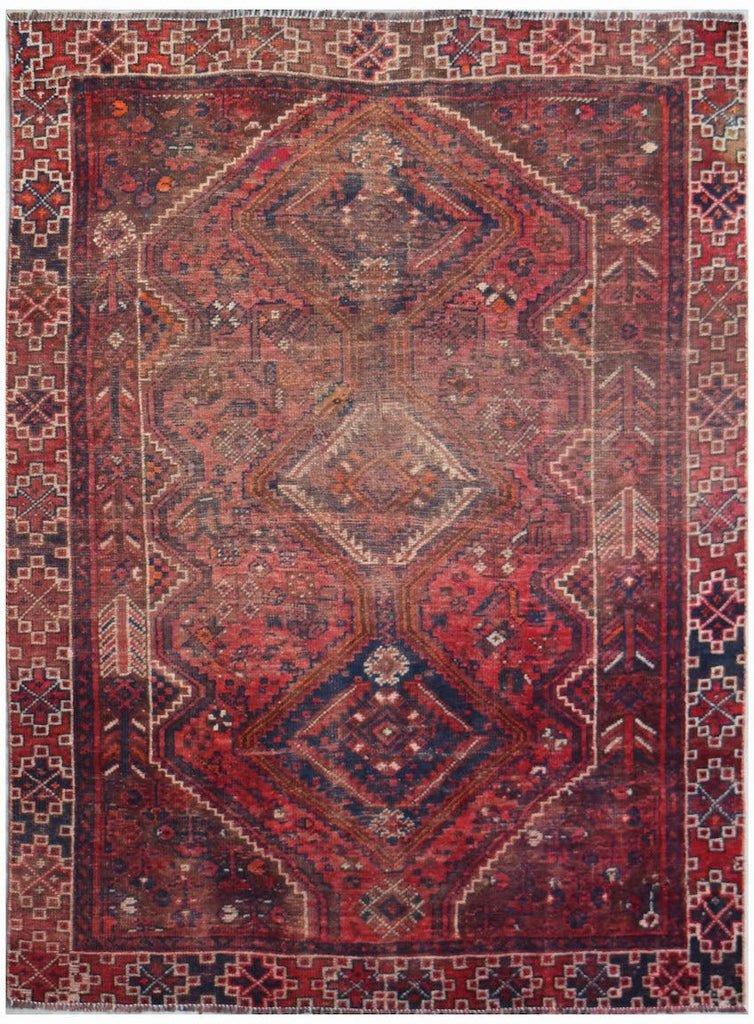 Handmade Vintage Persian Shiraz Rug | 199 x 152 cm | 6'6" x 5' - Najaf Rugs & Textile