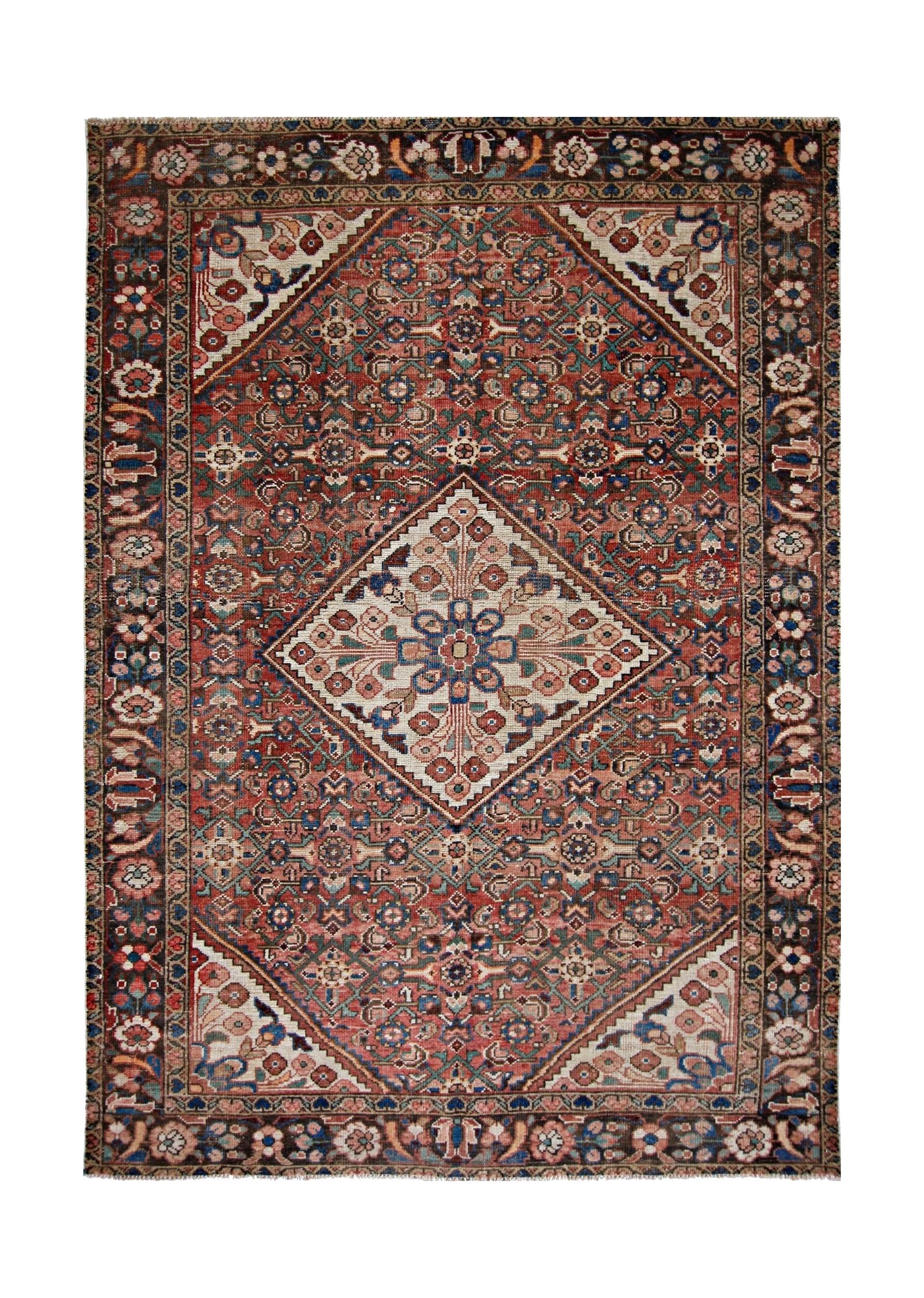 Handmade Vintage Persian Shiraz Rug | 207 x 146 cm | 6'9" x 4'9" - Najaf Rugs & Textile