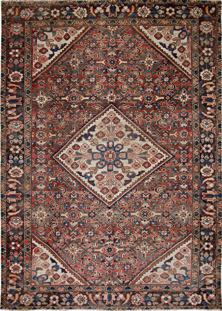 Handmade Vintage Persian Shiraz Rug | 207 x 146 cm | 6'9" x 4'9" - Najaf Rugs & Textile