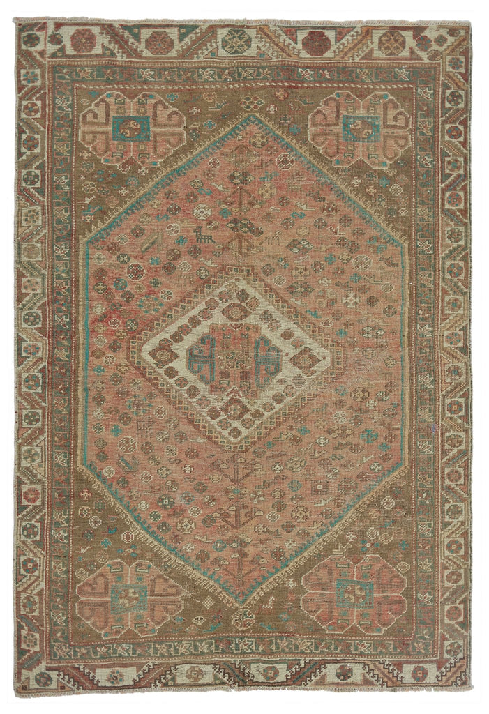 Handmade Vintage Persian Shiraz Rug | 231 x 154 cm | 7'7" x 5'1" - Najaf Rugs & Textile