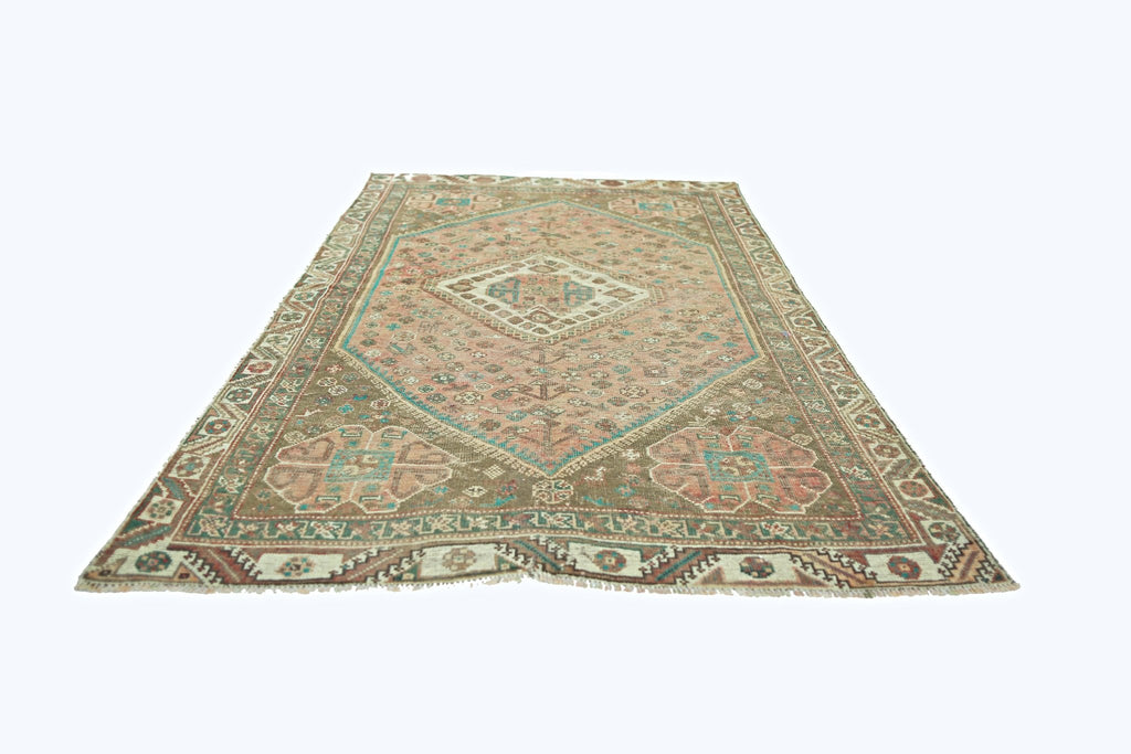Handmade Vintage Persian Shiraz Rug | 231 x 154 cm | 7'7" x 5'1" - Najaf Rugs & Textile