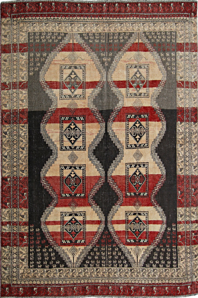 Handmade Vintage Persian Shiraz Rug | 249 x 198 cm | 8'2" x 6'6" - Najaf Rugs & Textile