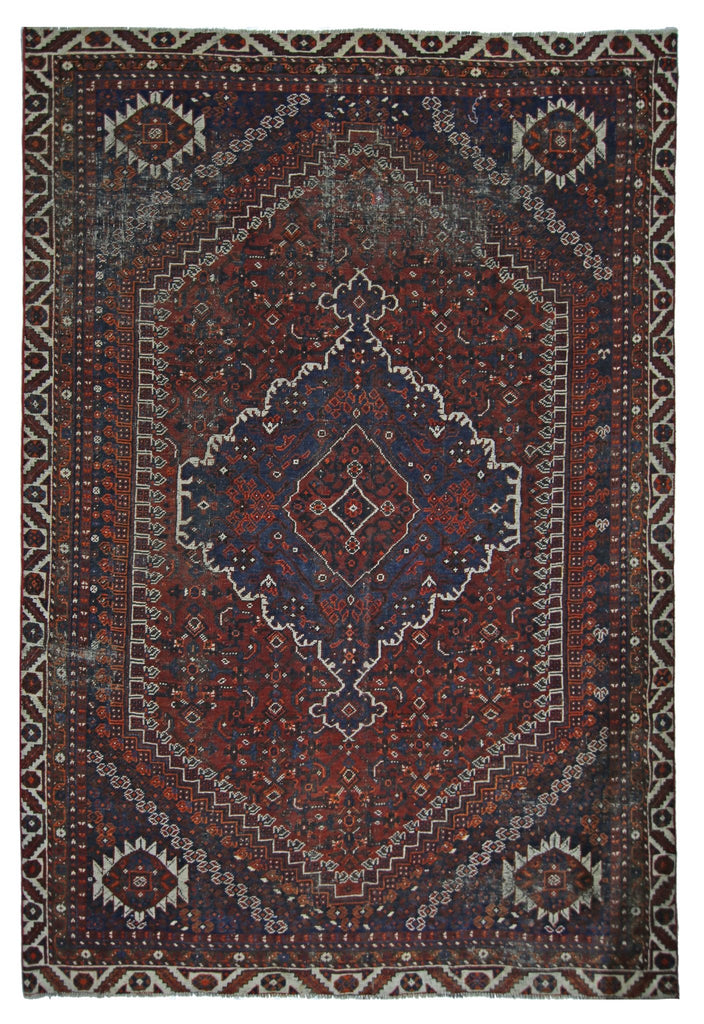 Handmade Vintage Persian Shiraz Rug | 283 x 207 cm | 9'4" x 6'10" - Najaf Rugs & Textile