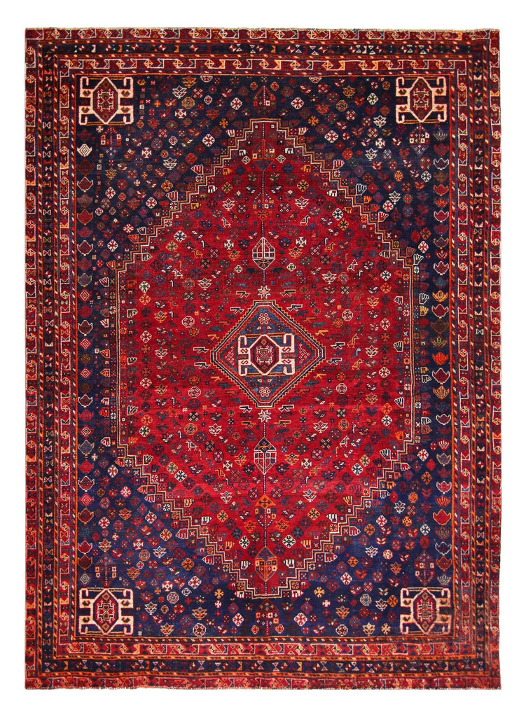 Handmade Vintage Persian Shiraz Rug | 303 x 219 cm | 9'11" x 7'2" - Najaf Rugs & Textile