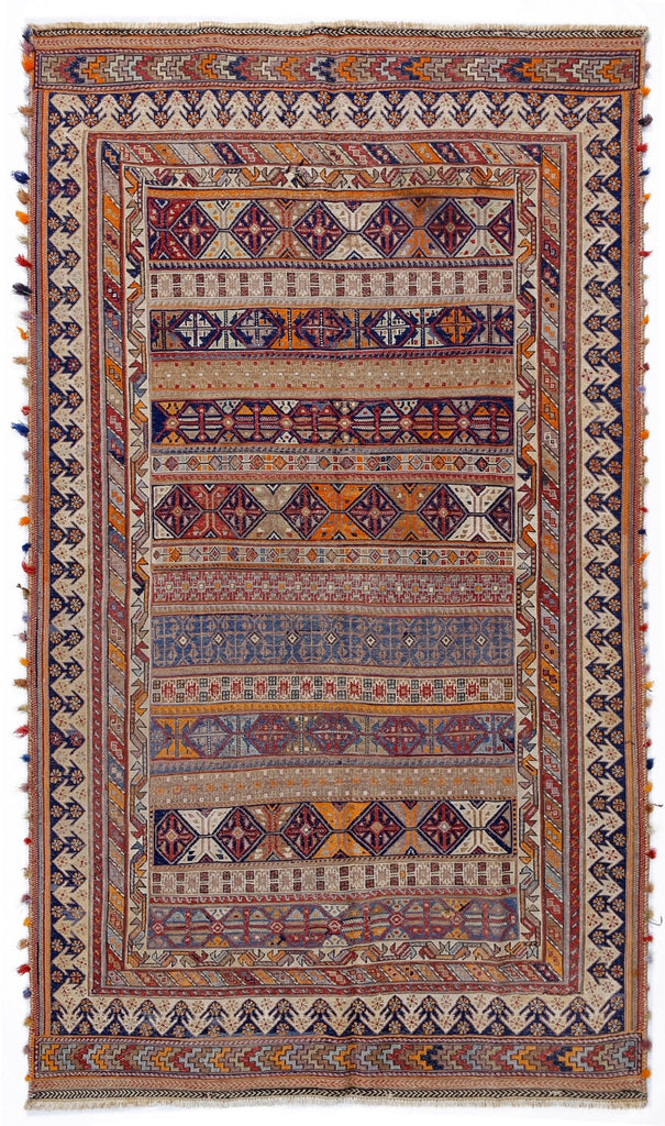 Handmade Vintage Persian Sumak Kilim | 264 x 153 cm | 8'8" x 5' - Najaf Rugs & Textile