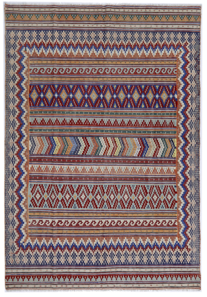 Handmade Vintage Persian Sumak Kilim | 286 x 193 cm | 9'5" x 6'4" - Najaf Rugs & Textile