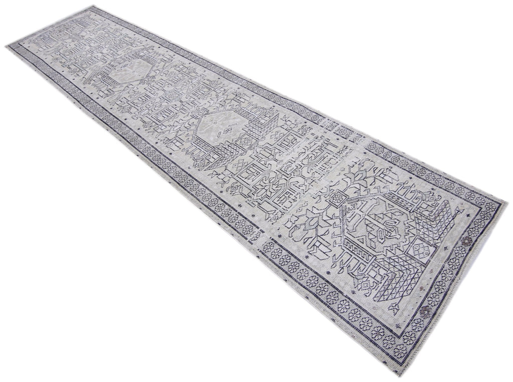 Handmade Vintage Persian Tabriz Hallway Runner | 372 x 90 cm | 12'2" x 2'11" - Najaf Rugs & Textile