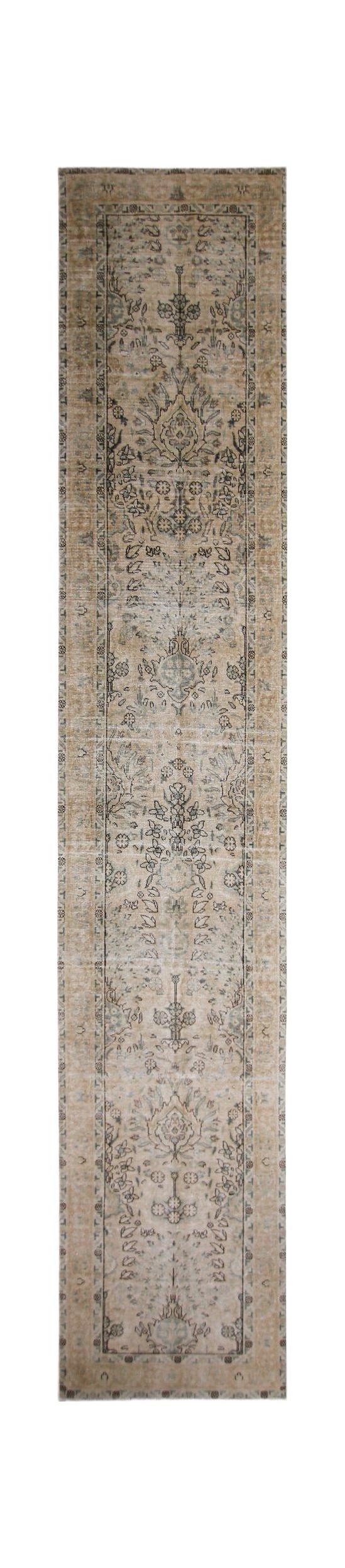 Handmade Vintage Persian Tabriz Hallway Runner | 495 x 89 cm | 16'3" x 2'11" - Najaf Rugs & Textile