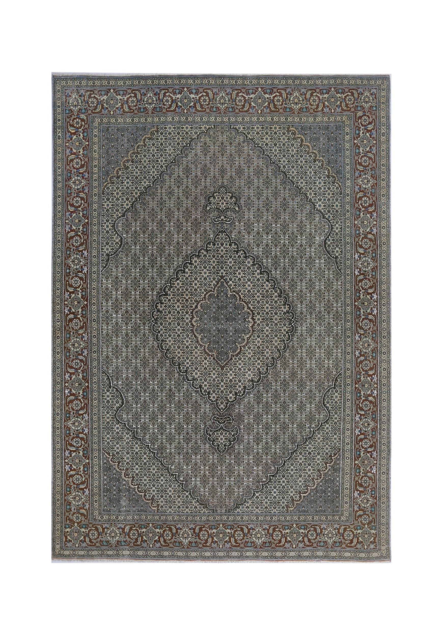 Handmade Vintage Persian Tabriz Mahi Rug | 290 x 199 cm | 9'6" x 6'6" - Najaf Rugs & Textile