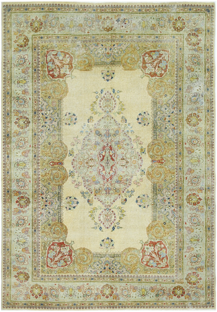 Handmade Vintage Persian Tabriz Rug | 246 x 165 cm | 8'1" x 5'5" - Najaf Rugs & Textile