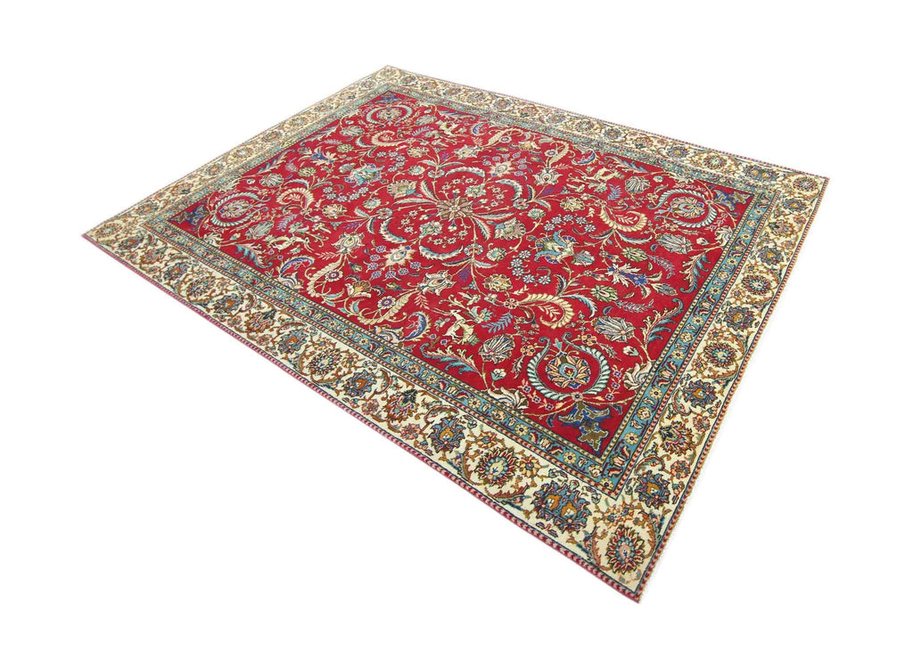 Handmade Vintage Persian Tabriz Rug | 275 x 184 cm | 9' x 6' - Najaf Rugs & Textile