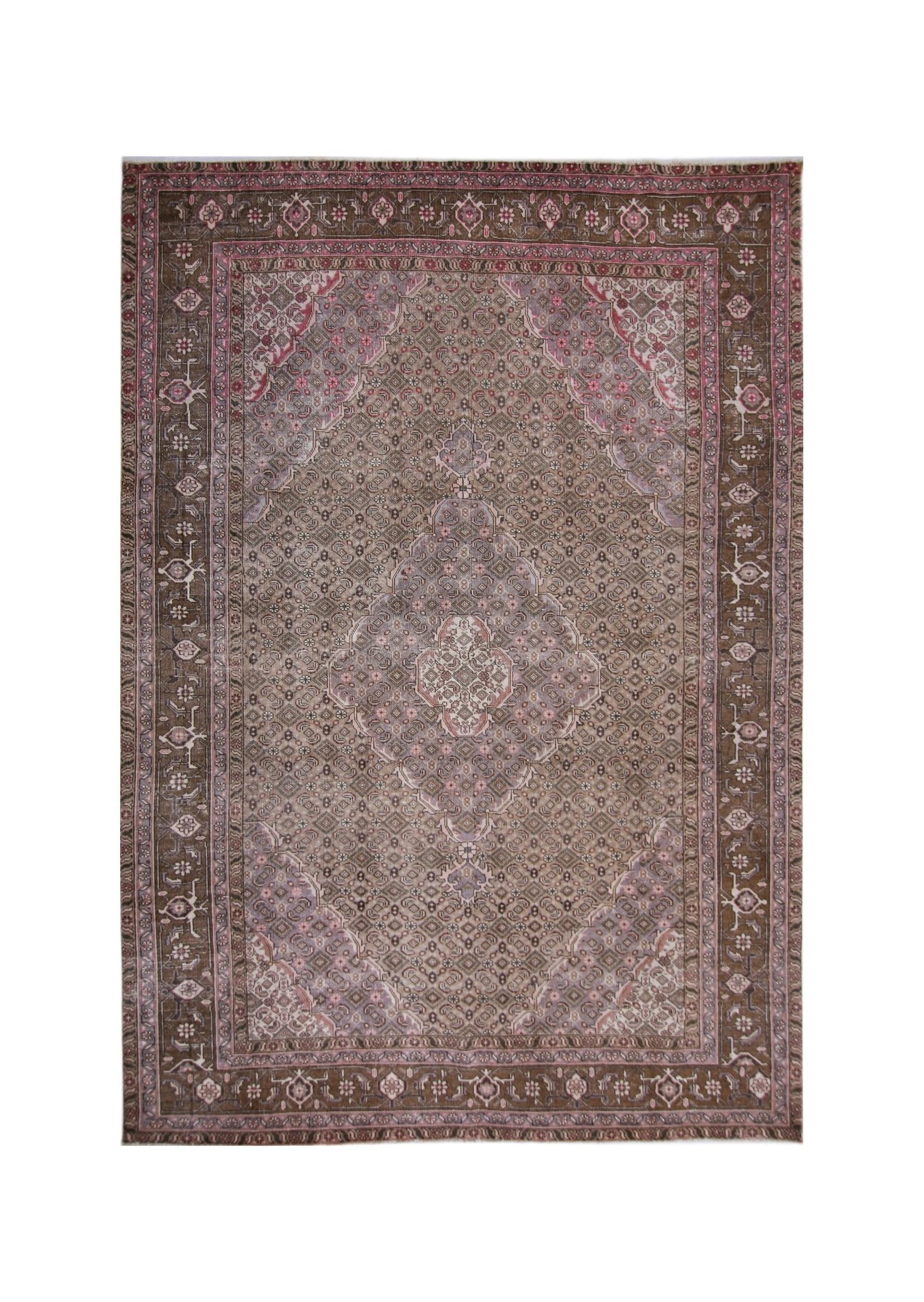 Handmade Vintage Persian Tabriz Rug | 281 x 194 cm | 9'3" x 6'4" - Najaf Rugs & Textile