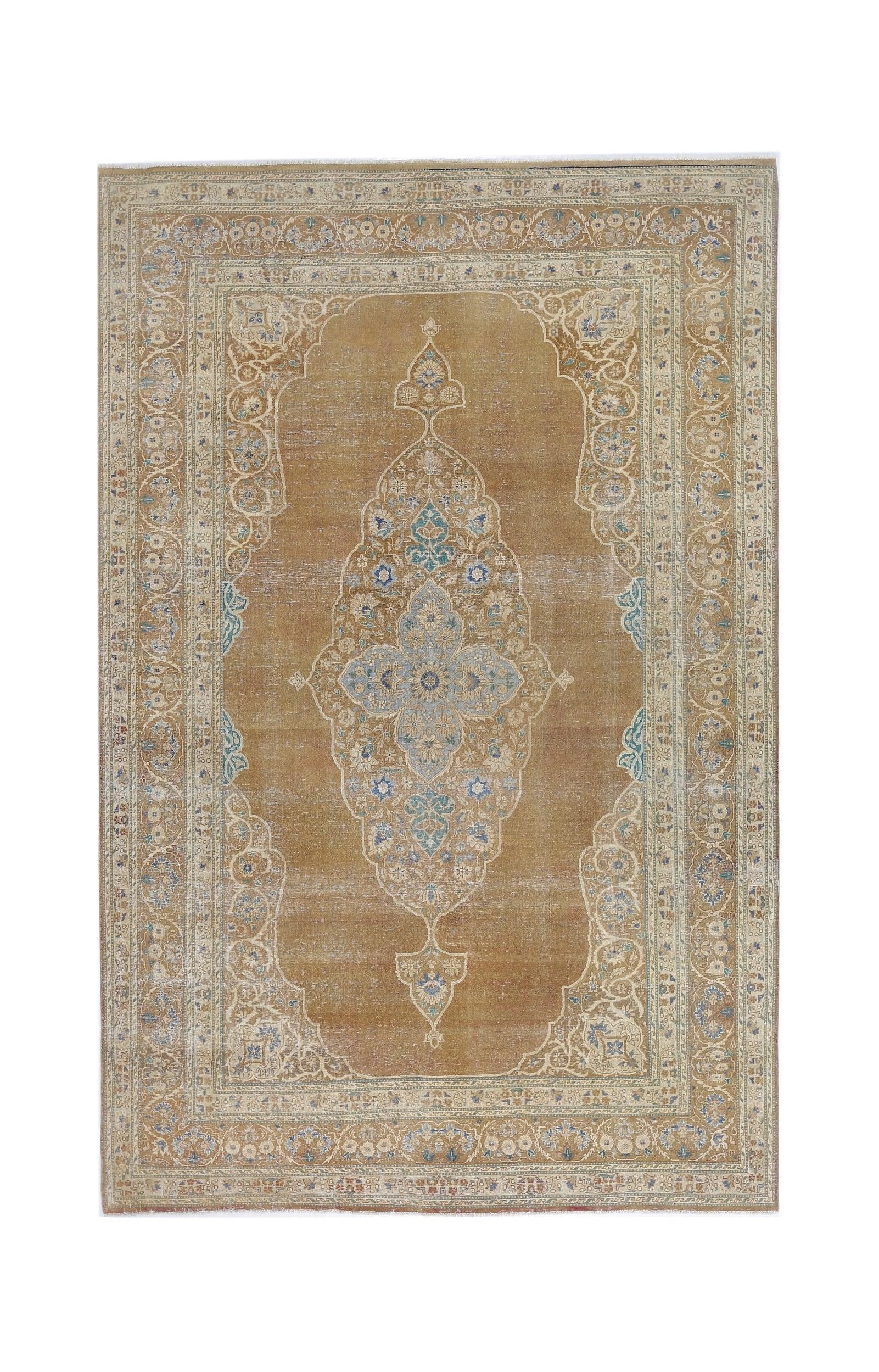 Handmade Vintage Persian Tabriz Rug | 282 x 182 cm | 9'3" x 6' - Najaf Rugs & Textile
