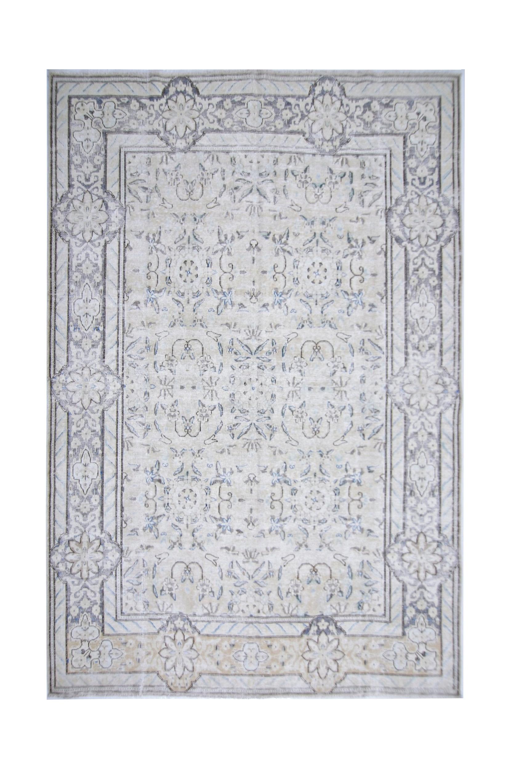Handmade Vintage Persian Tabriz Rug | 285 x 193 cm | 9'4" x 6'4" - Najaf Rugs & Textile