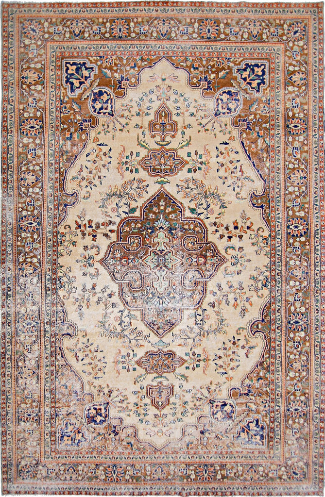 Handmade Vintage Persian Tabriz Rug | 286 x 178 cm | 9'5" x 5'10" - Najaf Rugs & Textile