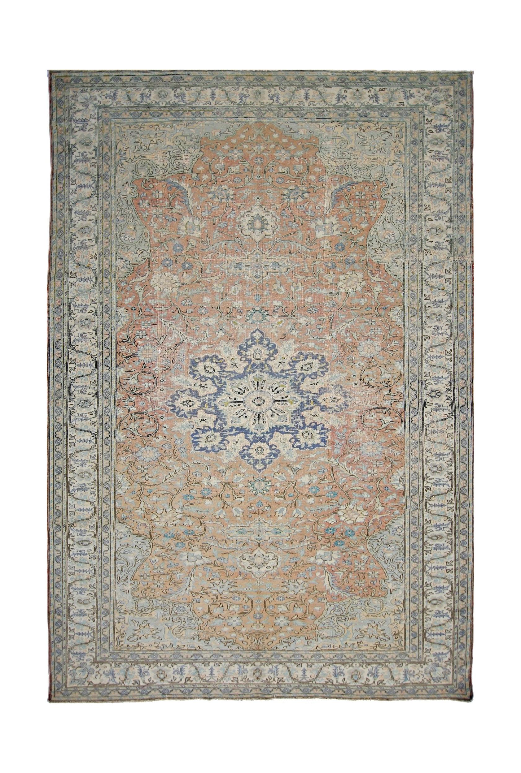 Handmade Vintage Persian Tabriz Rug | 289 x 196 cm | 9'6" x 6'5" - Najaf Rugs & Textile