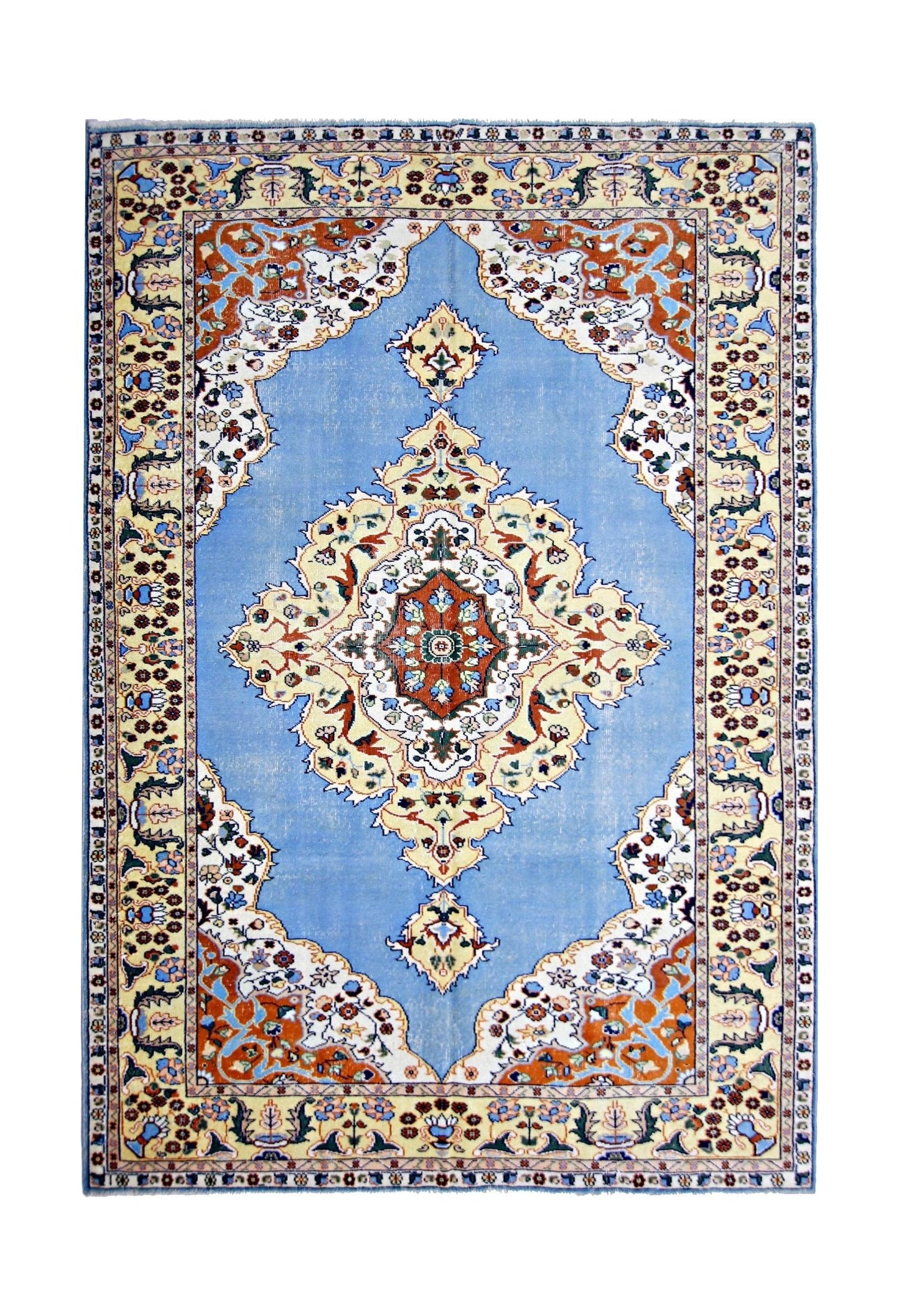 Handmade Vintage Persian Tabriz Rug | 294 x 193 cm | 9'8" x 6'4" - Najaf Rugs & Textile