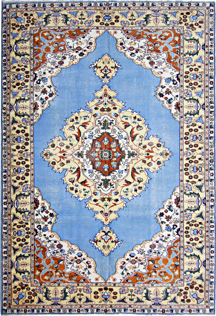 Handmade Vintage Persian Tabriz Rug | 294 x 193 cm | 9'8" x 6'4" - Najaf Rugs & Textile