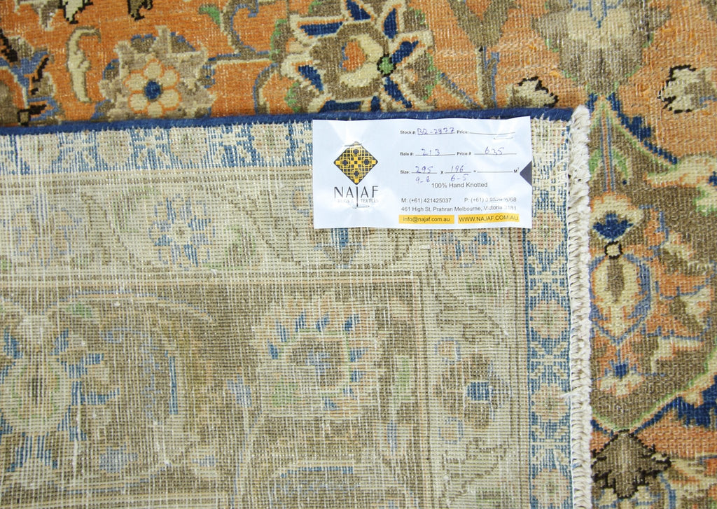 Handmade Vintage Persian Tabriz Rug | 295 x 196 cm | 9'8" x 6'5" - Najaf Rugs & Textile