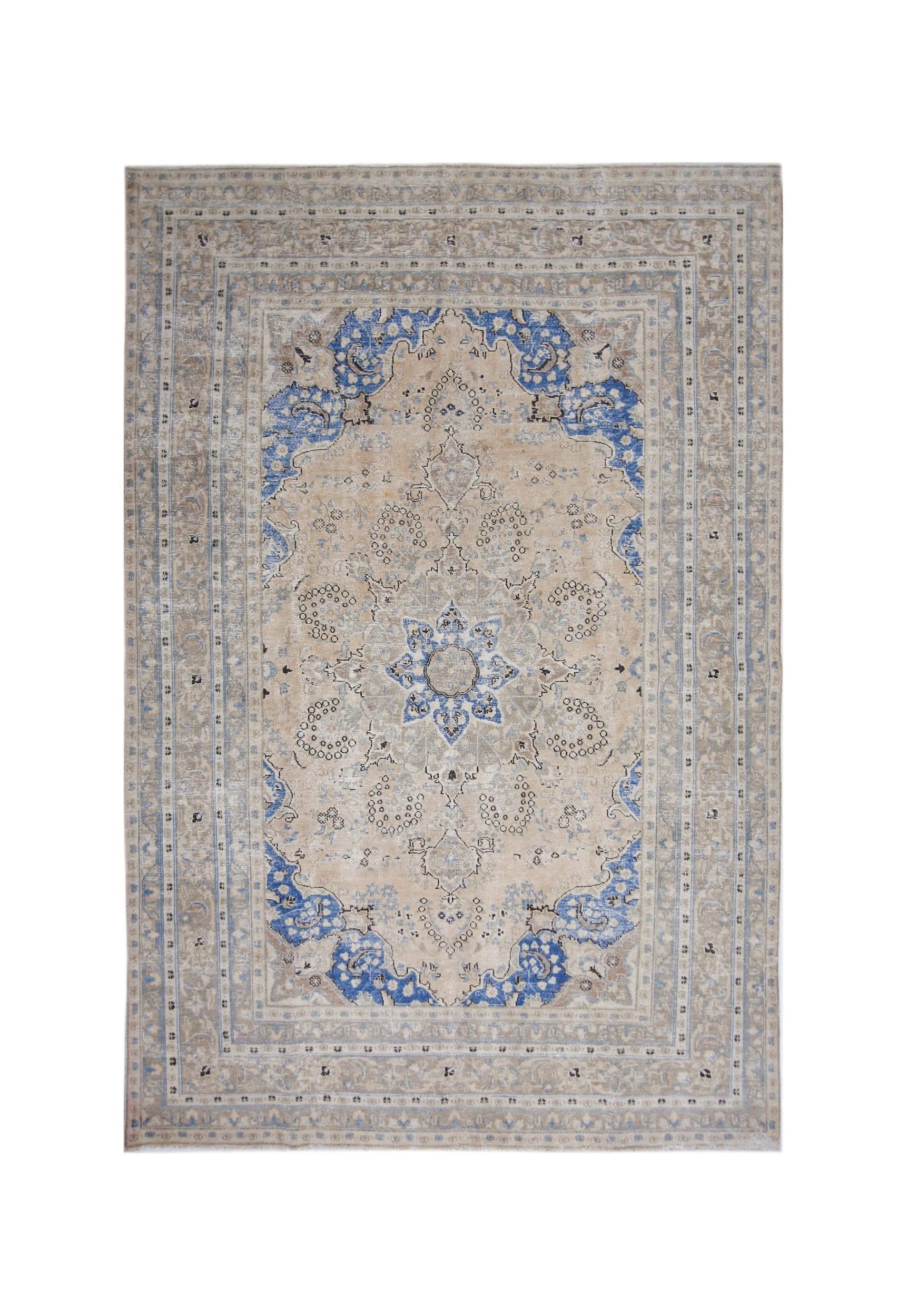 Handmade Vintage Persian Tabriz Rug | 299 x 195 cm | 9'10" x 6'5" - Najaf Rugs & Textile