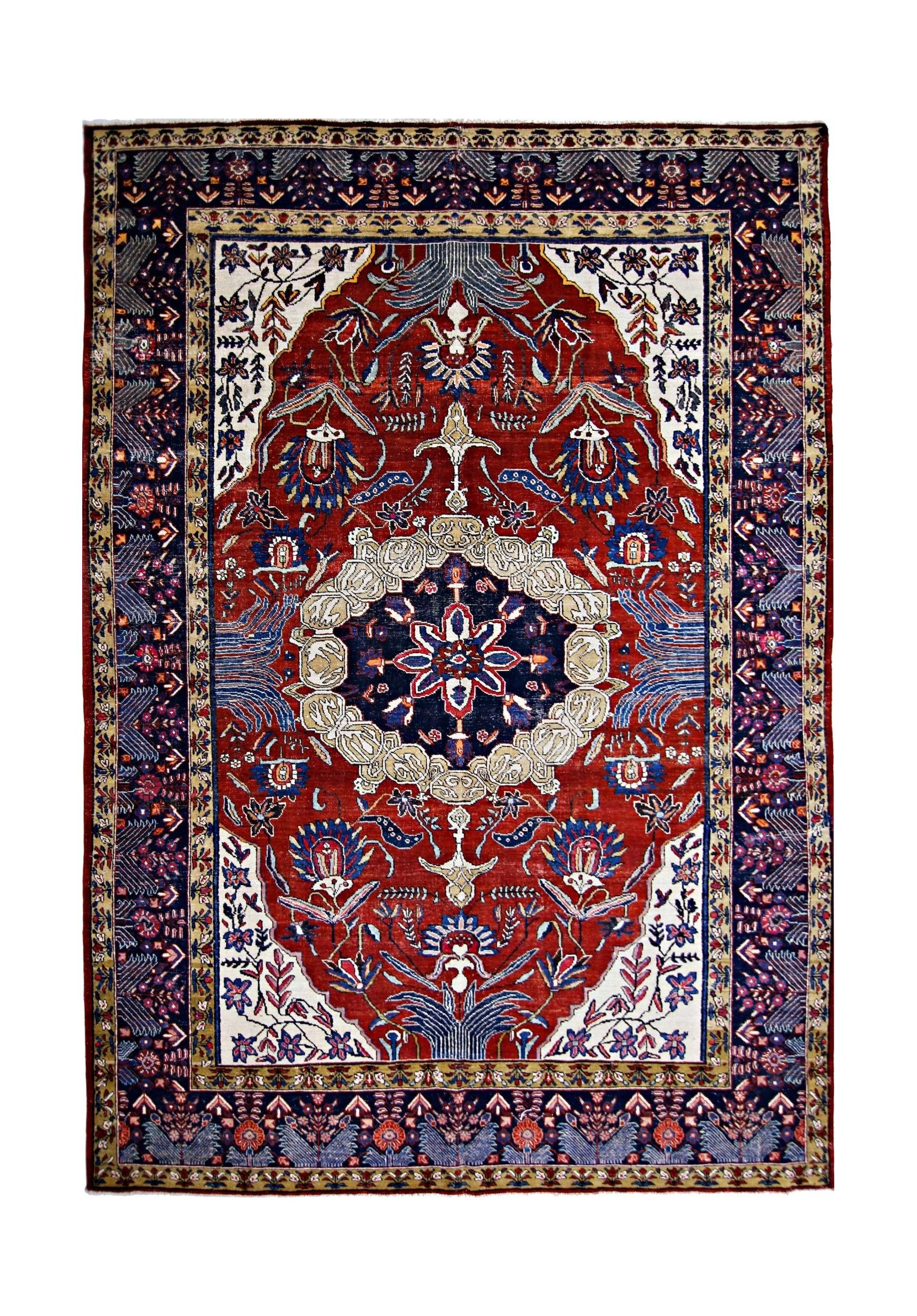Handmade Vintage Persian Tabriz Rug | 315 x 220 cm | 10'4" x 7'3" - Najaf Rugs & Textile