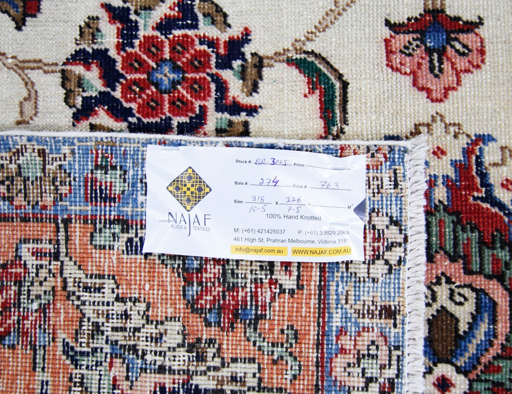 Handmade Vintage Persian Tabriz Rug | 318 x 226 cm | 10'5" x 7'5" - Najaf Rugs & Textile