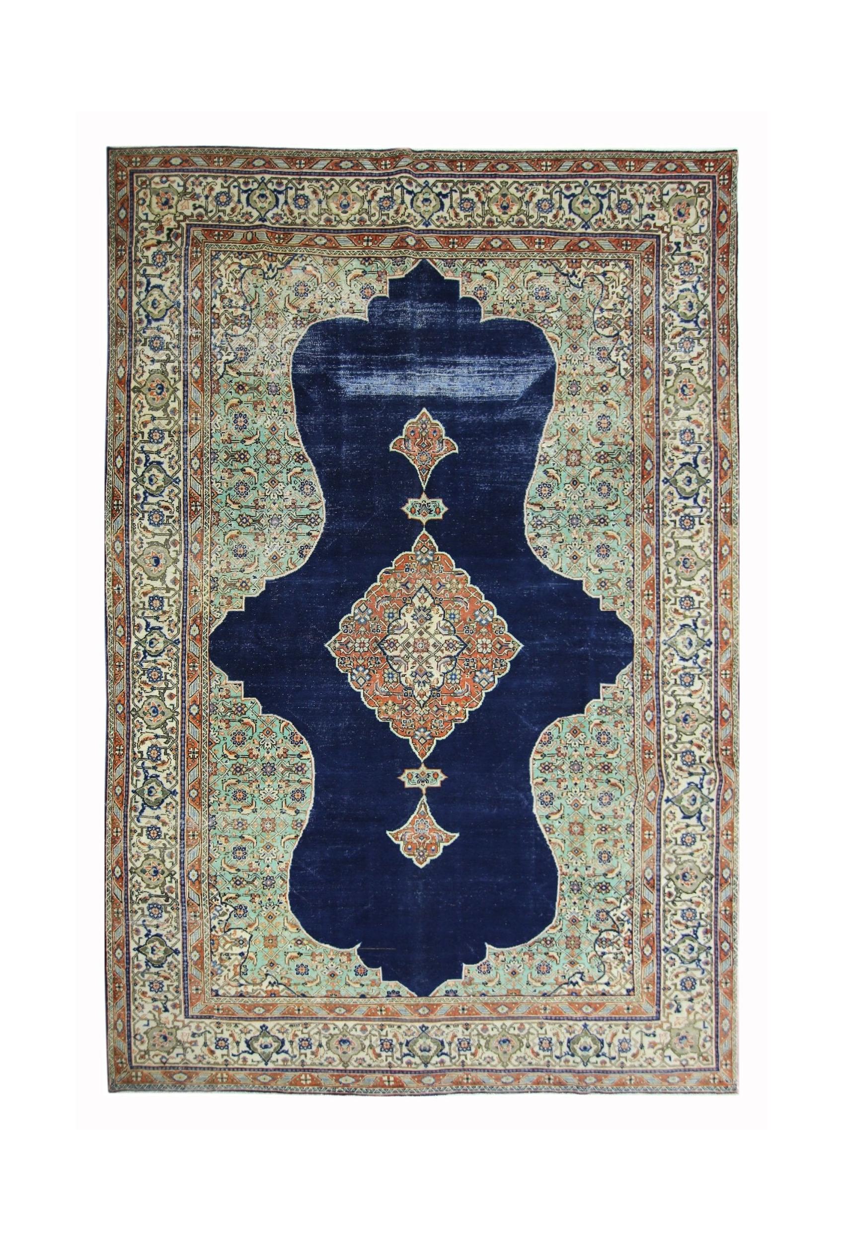 Handmade Vintage Persian Tabriz Rug | 326 x 200 cm | 10'8" x 6'7" - Najaf Rugs & Textile