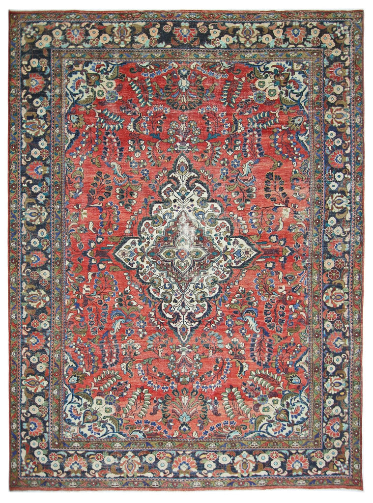 Handmade Vintage Persian Tabriz Rug | 376 x 278 cm | 12'4" x 9'1" - Najaf Rugs & Textile