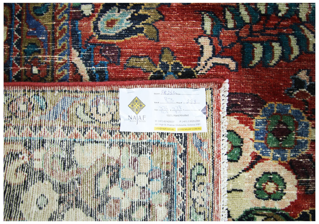Handmade Vintage Persian Tabriz Rug | 376 x 278 cm | 12'4" x 9'1" - Najaf Rugs & Textile