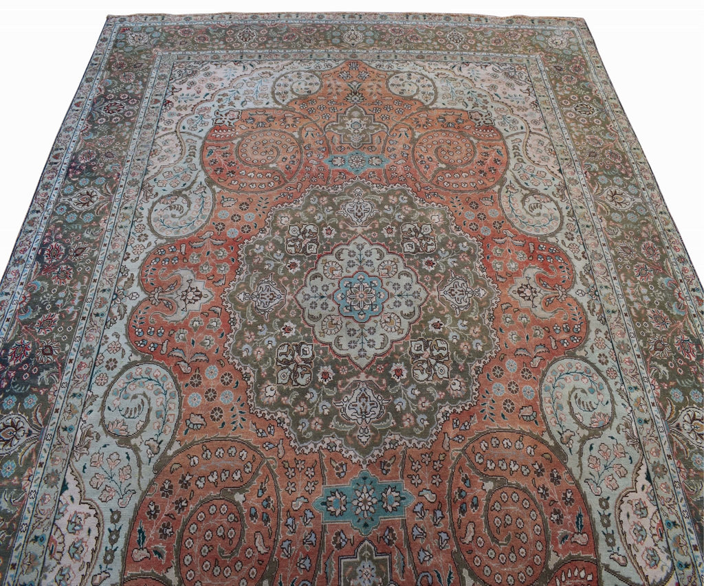 Handmade Vintage Persian Tabriz Rug | 383 x 287 cm | 13'4" x 9'4" - Najaf Rugs & Textile