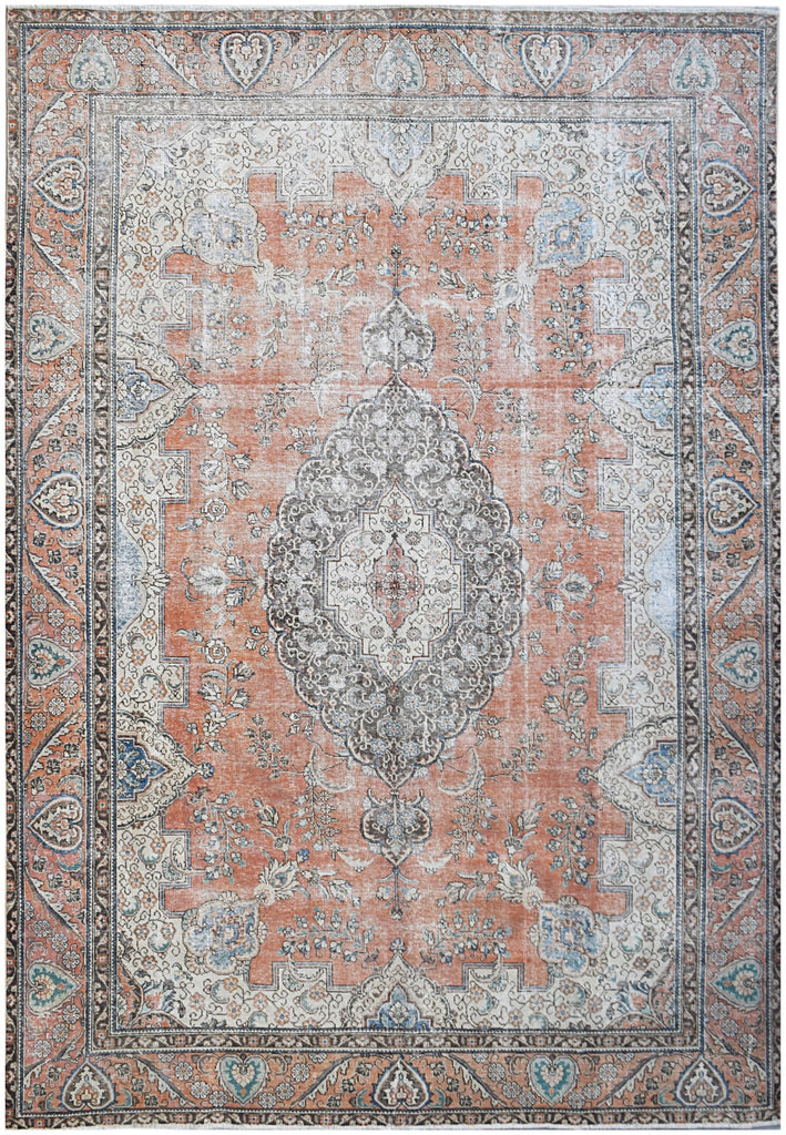 Handmade Vintage Persian Tabriz Rug | 385 x 282 cm | 12'8" x 9'3" - Najaf Rugs & Textile