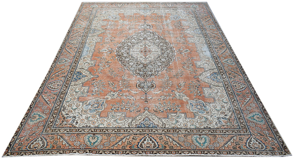 Handmade Vintage Persian Tabriz Rug | 385 x 282 cm | 12'8" x 9'3" - Najaf Rugs & Textile