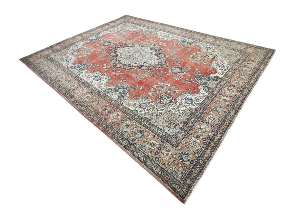 Handmade Vintage Persian Tabriz Rug | 405 x 292 cm | 13'3" x 9'7" - Najaf Rugs & Textile