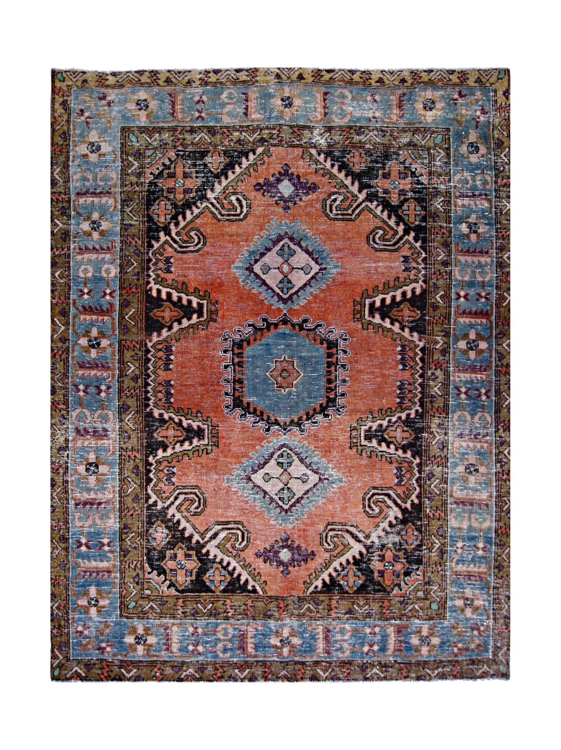 Handmade Vintage Persian Wiss Rug | 199 x 157 cm | 6'7" x 5'2" - Najaf Rugs & Textile