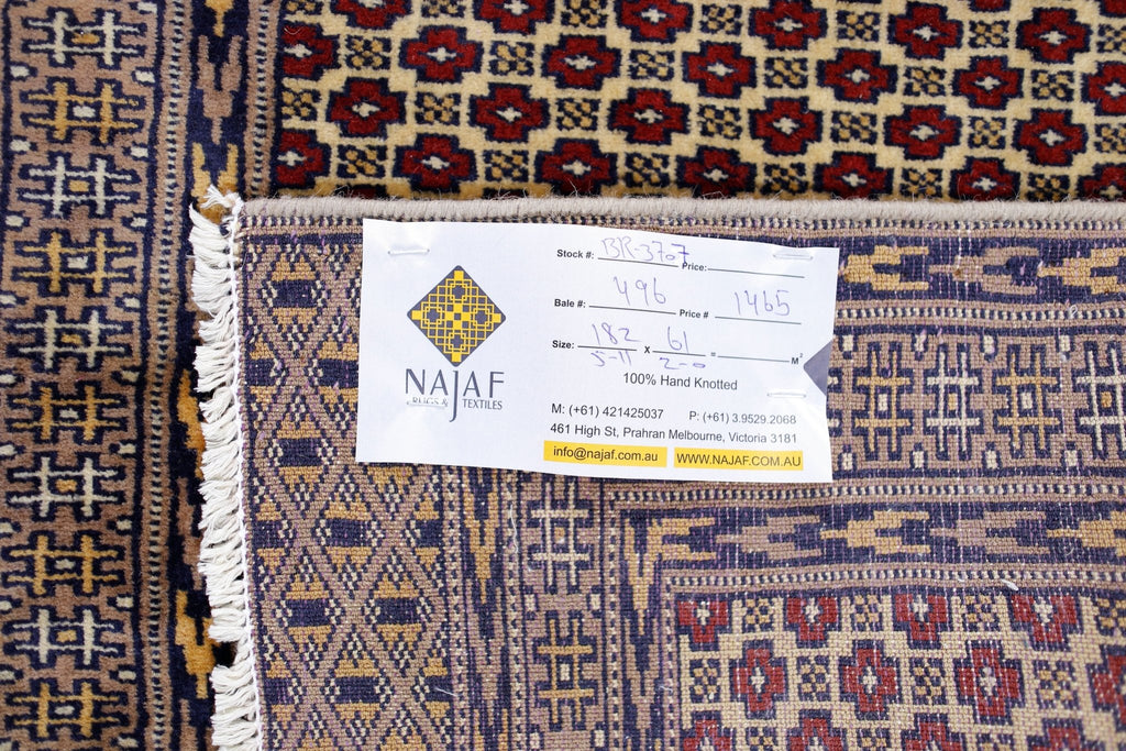 Handmade Vintage Princess Bokhara Hallway Runner | 182 x 61 cm | 5'11" x 2' - Najaf Rugs & Textile