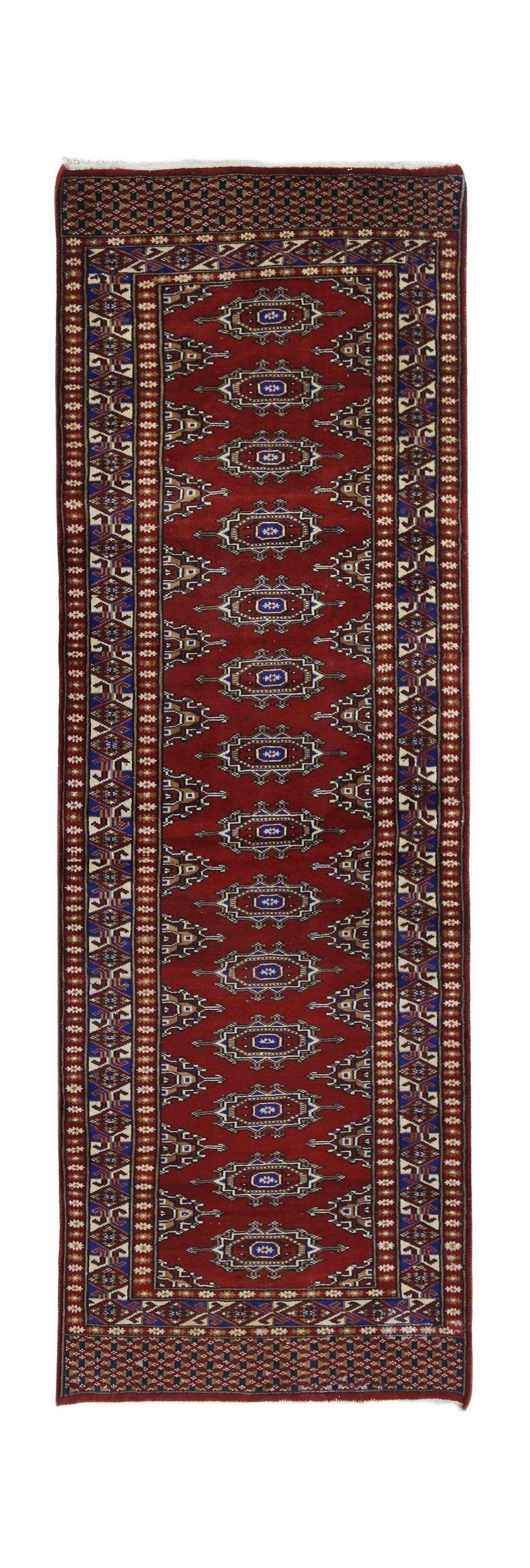 Handmade Vintage Princess Bokhara Hallway Runner | 187 x 63 cm | 6'2" x 2'1" - Najaf Rugs & Textile