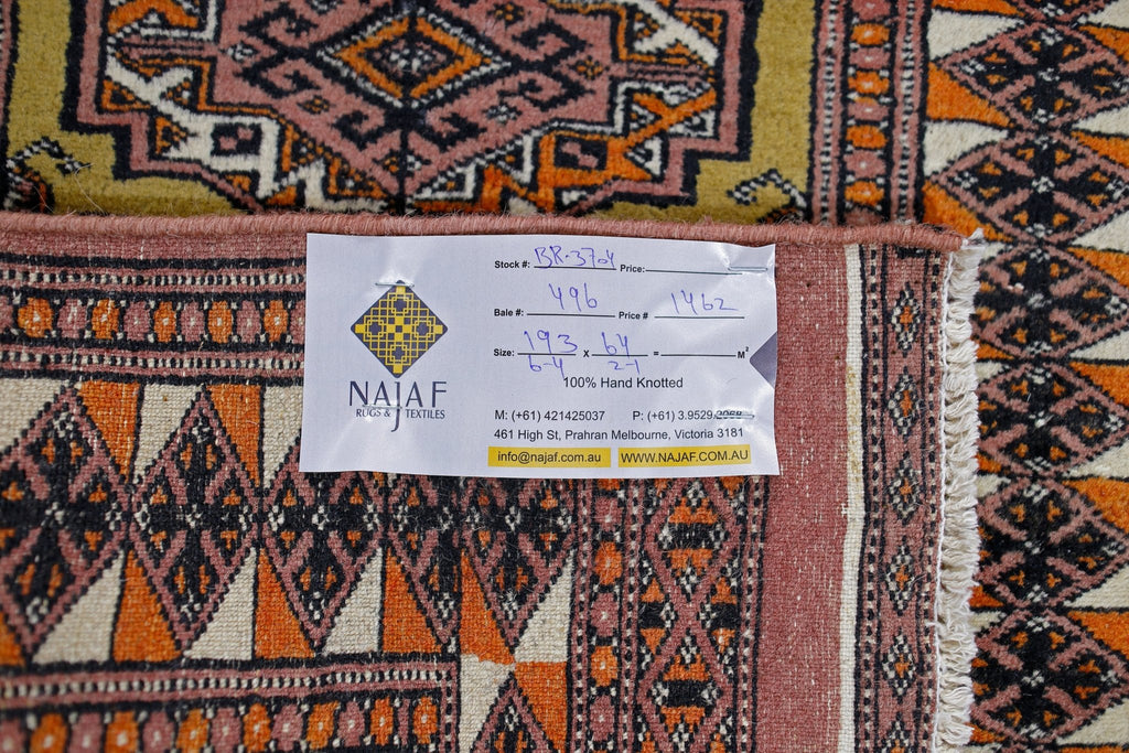 Handmade Vintage Princess Bokhara Hallway Runner | 193 x 64 cm | 6'4" x 2'1" - Najaf Rugs & Textile