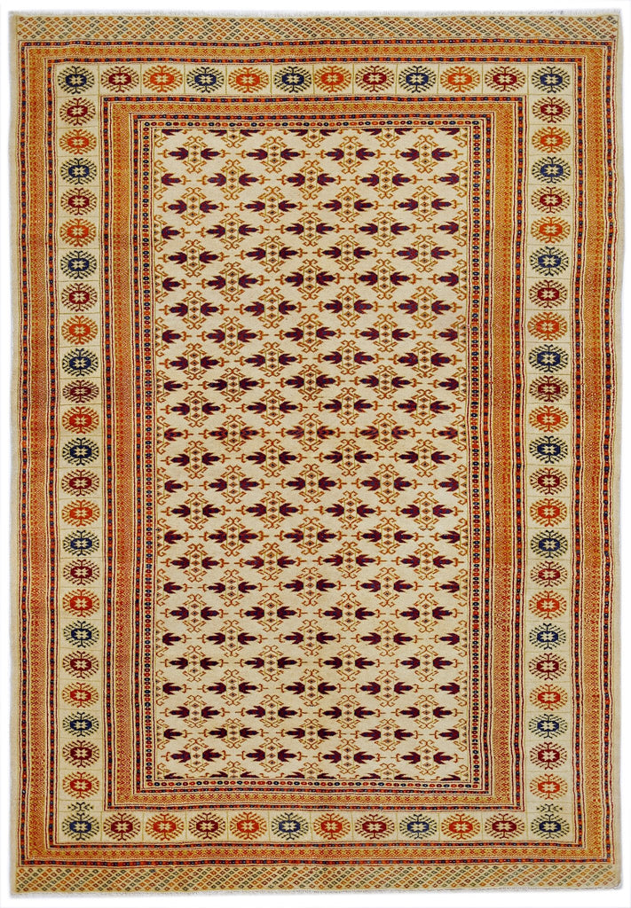 Handmade Vintage Princess Bokhara Rug | 188 x 128 cm | 6'2" x 4'2" - Najaf Rugs & Textile