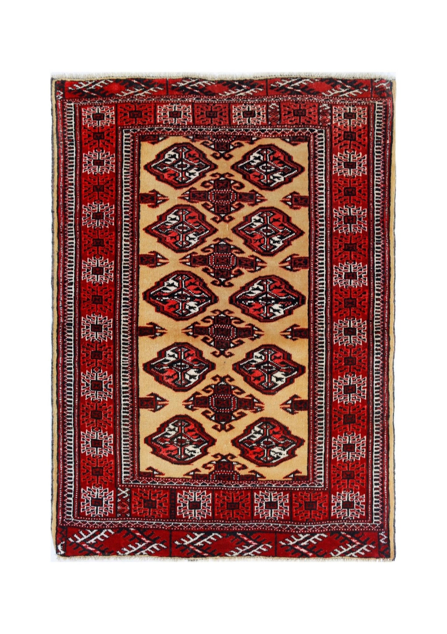 Handmade Vintage Tekke Turkmen Sara Rug | 123 x 88 cm | 4' x 2'10" - Najaf Rugs & Textile