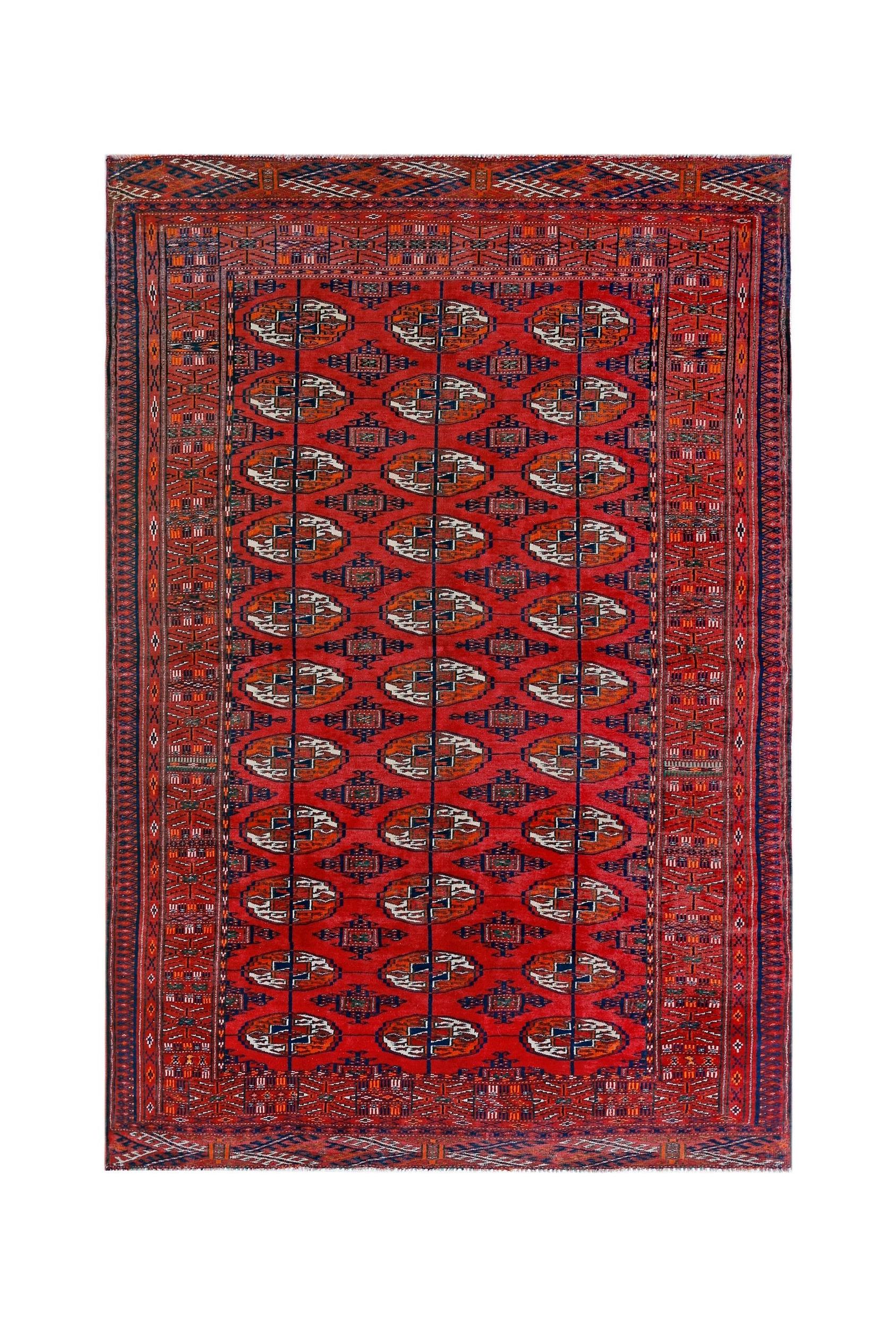 Handmade Vintage Tekke Turkmen Sara Rug | 193 x 133 cm | 6'4" x 4'4" - Najaf Rugs & Textile