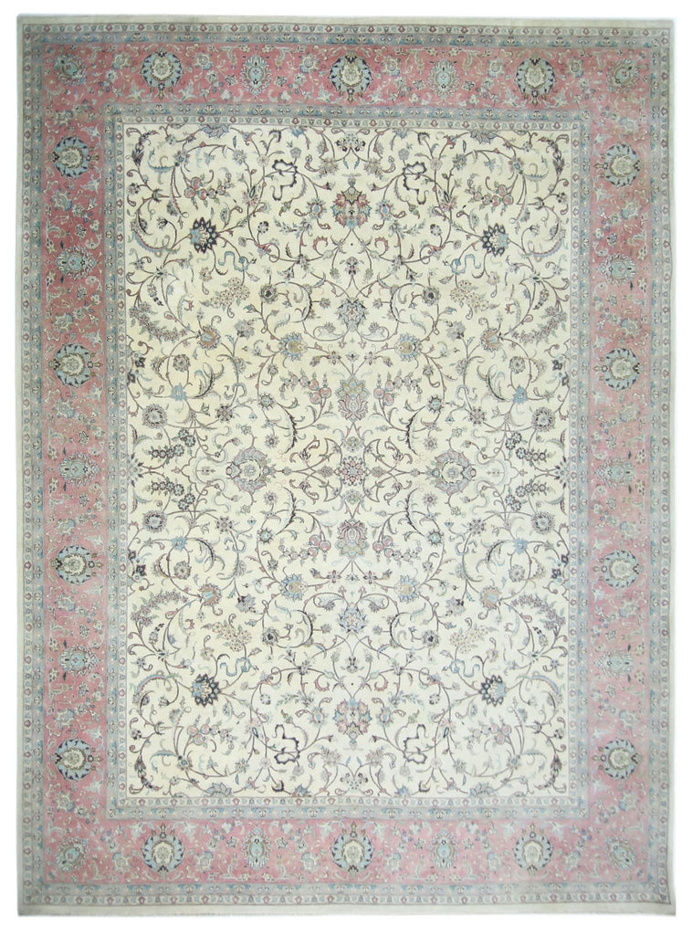 Handmade Vintage Traditional Pakistani Rug | 372 x 277 cm | 12'2" x 9'1" - Najaf Rugs & Textile