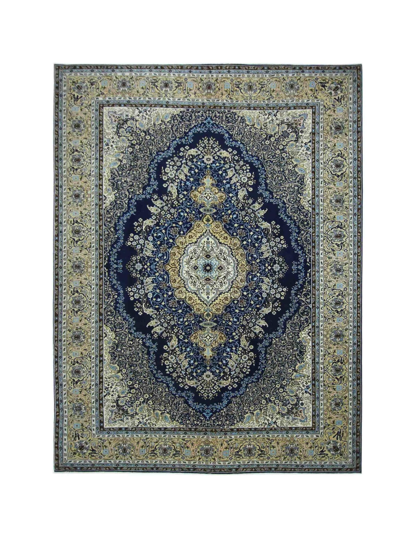 Handmade Vintage Traditional Pakistani Rug | 378 x 258 cm | 12'5" x 8'6" - Najaf Rugs & Textile